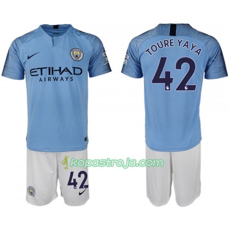 Billiga Fotbollströjor Manchester City TOURE YAYA 42 Barn Hemma tröja 2018/19 Kortärmad
